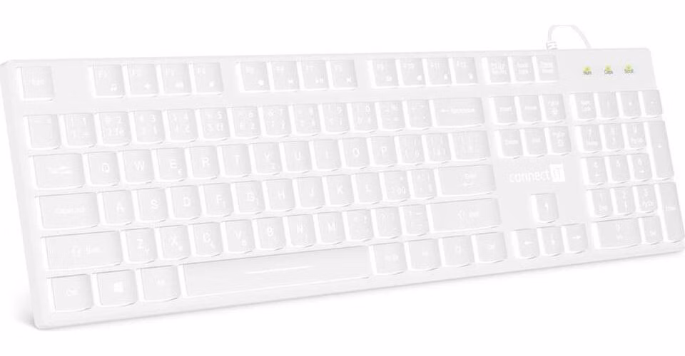 CONNECT IT Chocolate WhiteStar kancelářská podsvícená klávesnice (CZ + SK verze) WHITE