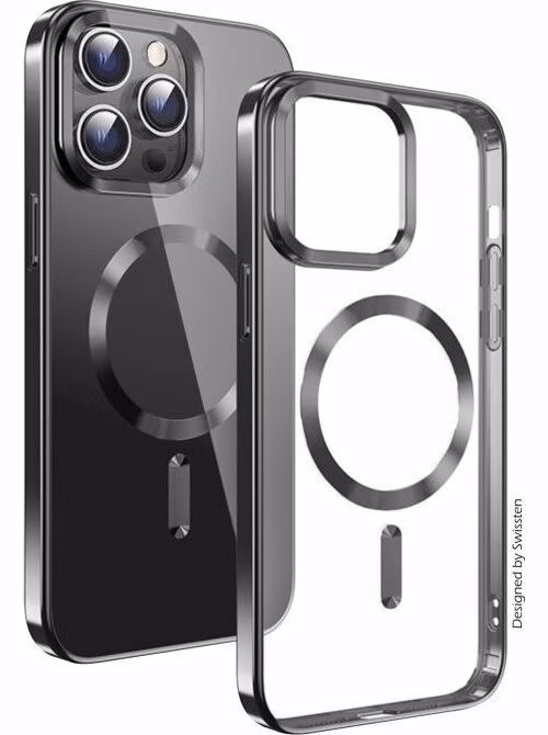 SWISSTEN POUZDRO CLEAR JELLY MagStick METALLIC PRO IPHONE 15 PRO MAX ČERNÉ