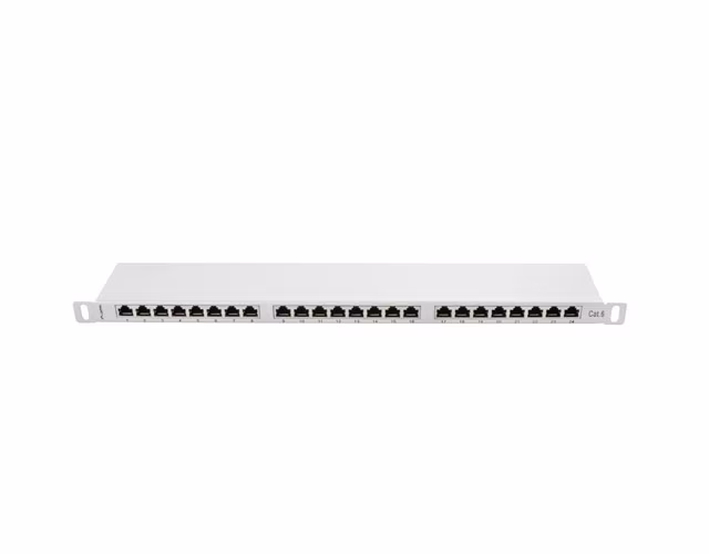 LANBERG PATCH PANEL 24 PORTŮ 0,5U 19" CAT.6 FTP STÍNĚNÝ ŠEDÝ