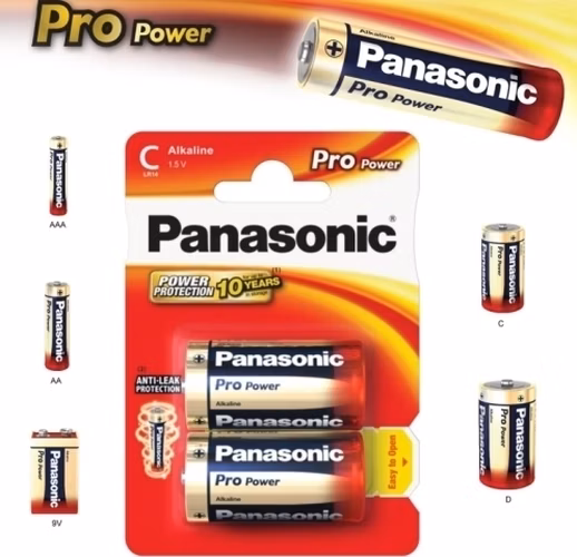 PANASONIC Alkalické baterie Pro Power LR14PPG/2BP C 1,5V (Blistr 2ks)