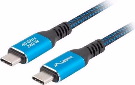 Lanberg KABEL USB-C M/M 4.0 1,5 M 240W 8K 60HZ ČERNO-MODRÝ