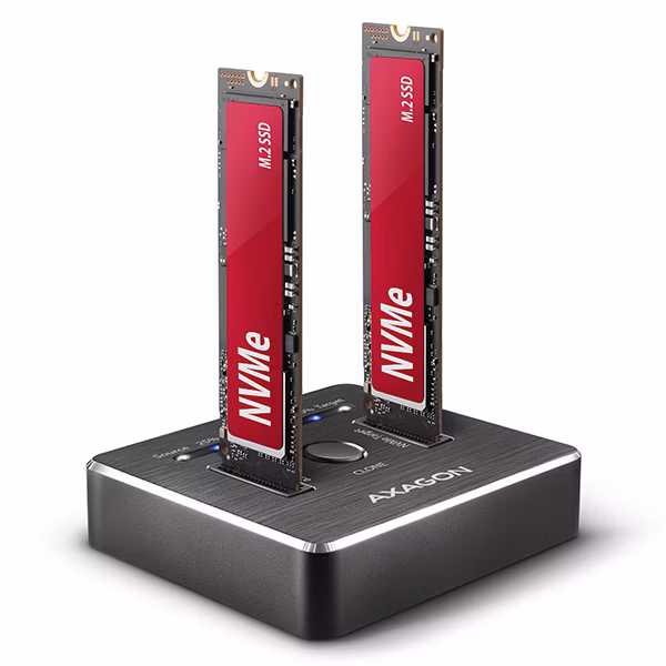 AXAGON dokovací/klonovací stanice pro 2x M.2 NVMe SSD / ADSA-M2C / USB-C / USB 3.2 Gen2 / AC adaptér