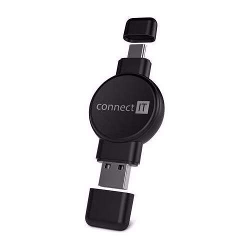 CONNECT IT WatchTravelCharge bezdrátová nabíječka Qi (Apple,Samsung) USB-A/USB-C, ČERNÁ