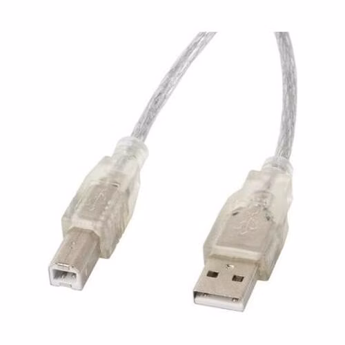 LANBERG USB-A (M) na USB-B (M) 2.0 kabel 1,8m, transparentní