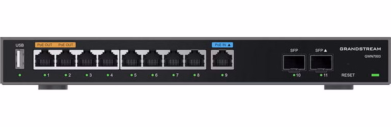 Grandstream GWN7003 VPN router 2 SFP, 9 Gb porty / 1 PoE in, 2 PoE out