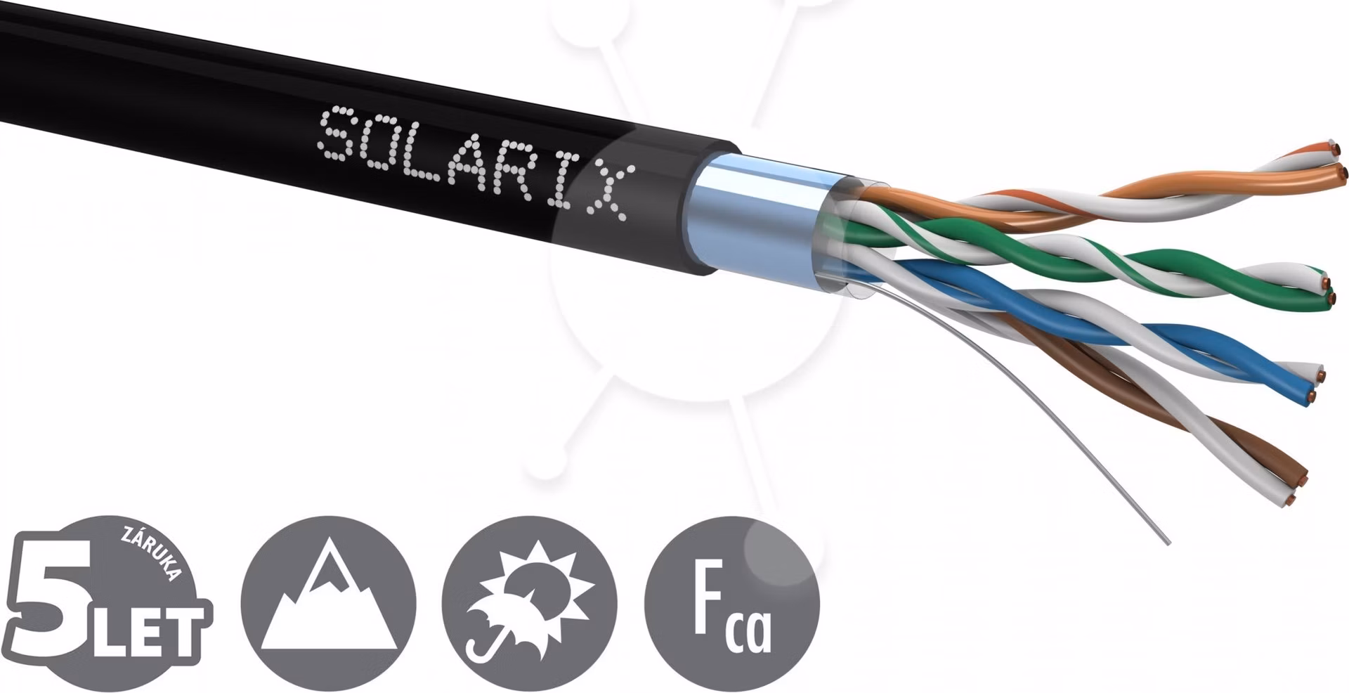 Inštalačný kábel Solarix outdoor FTP, Cat5E, drôt, PE, krabica 305m SXKD-5E-FTP-PE