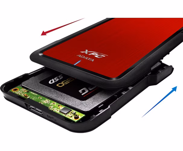 ADATA EX500 box pro 2,5" HDD/SSD / USB 3.1 / SATA 3.0 / červený