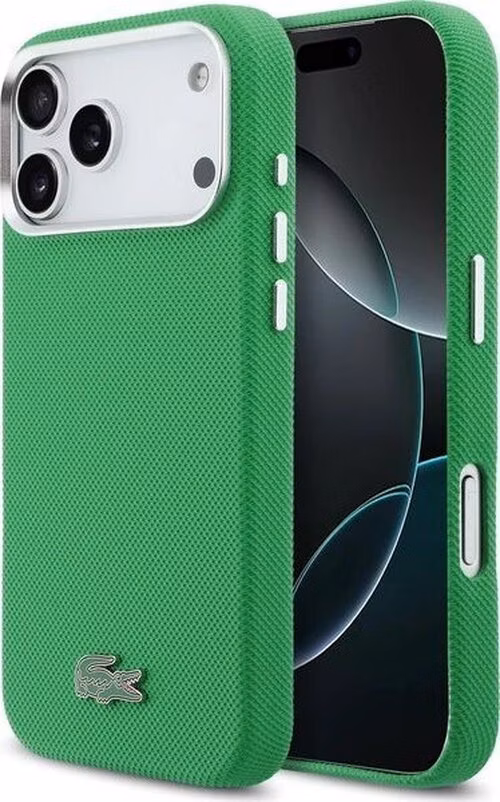 Lacoste Iconic Petit Pique Metal Logo MagSafe kryt iPhone 17 Pro Max zelený