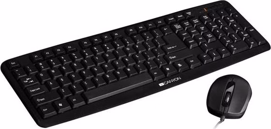 Canyon SET-1,  USB combo - plnohodnotná klávesnica,  SK/CZ  + obojručná myš 1.000 dpi