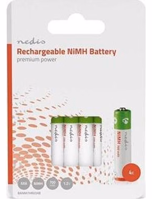 Nedis BANM7HR034B - Dobíjecí Ni-MH Baterie AAA | 1.2 V | 700 mAh | 4 kusy | Blistr
