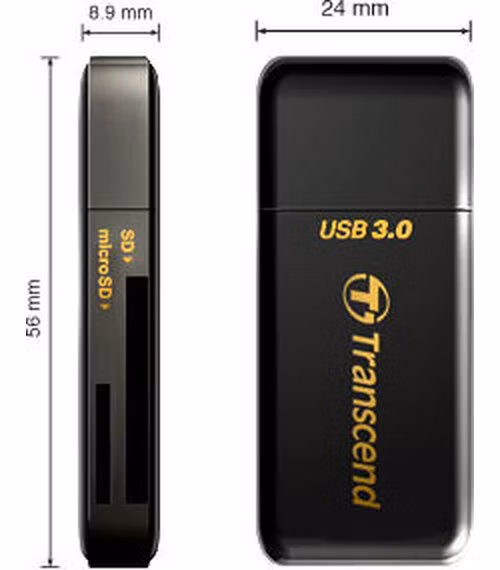 Transcend RDF5 USB 3.0 čtečka paměťových karet SDHC (UHS-I)/SDXC (UHS-I)/microSDHC (UHS-I)/microSDXC (UHS-I), černá