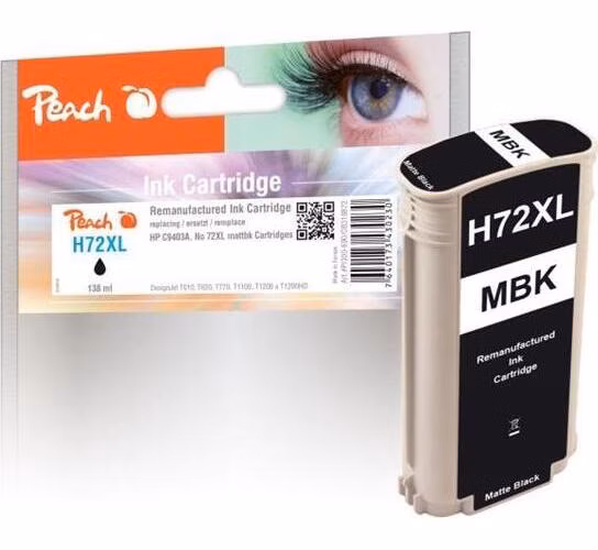 PEACH kompatibilní cartridge HP No. 72 (XL), matná černá, C9403A, 138ml