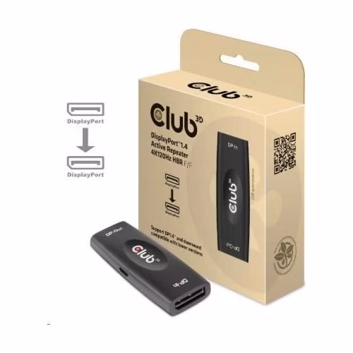 Club3D Adaptér aktivní DisplayPort 1.4 Repeater 4K120HZ HBR3 (F/F), černá