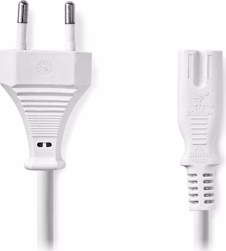 NEDIS napájecí kabel pro adaptéry/ Euro zástrčka - konektor IEC-320-C7/ přímý-přímý/ dvoulinka/ bílý/ bulk/ 5m
