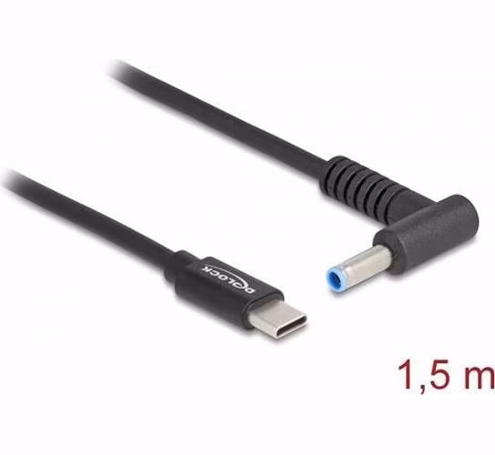 Delock Nabíjecí kabel pro laptop, ze zástrčky rozhraní USB Type-C™ na zástrčku HP 4,5 x 3,0 mm