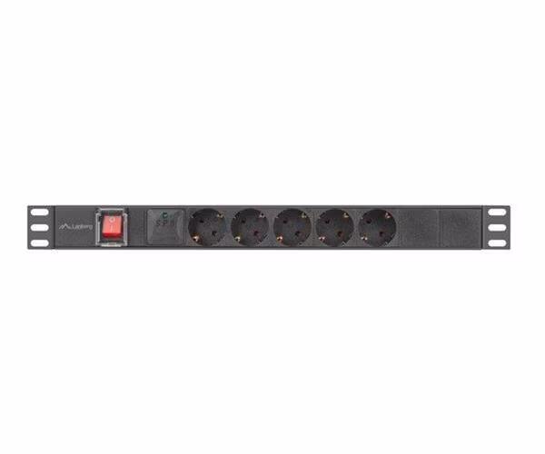 LANBERG 19" 1U 10A 2M 5X SCHUKO ZÁSUVKY ČERNÁ C14