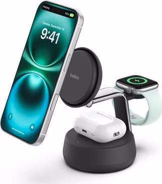 Belkin UltraCharge PRO Qi2 25W 3v1 Magnetická nabíječka pro iPhone/Apple Watch/AirPods, tmavě šedá