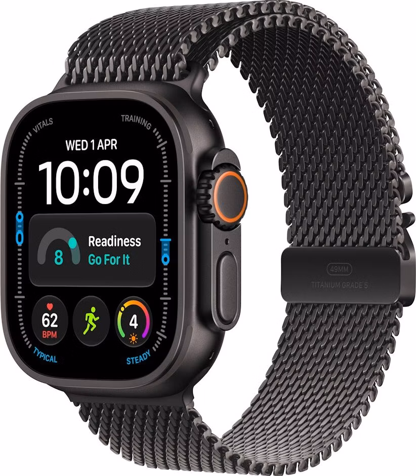 Apple Watch Ultra 4 GPS + Cellular 49mm Black Titanium Case with Black Titanium Milanese Loop - L