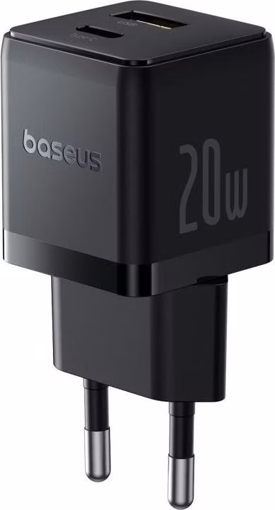 Baseus Rýchlonabíjačka do siete Palm 20W 1xUSB-A 1xUSB-C PD QC 3.0 čierna