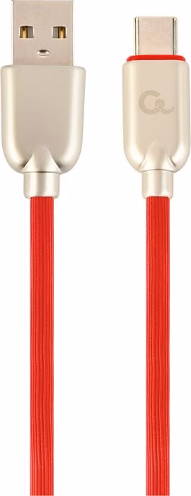 GEMBIRD CABLEXPERT Kabel USB 2.0 AM na Type-C kabel (AM/CM), 1m, pogumovaný, červený, blister, PREMIUM QUALITY