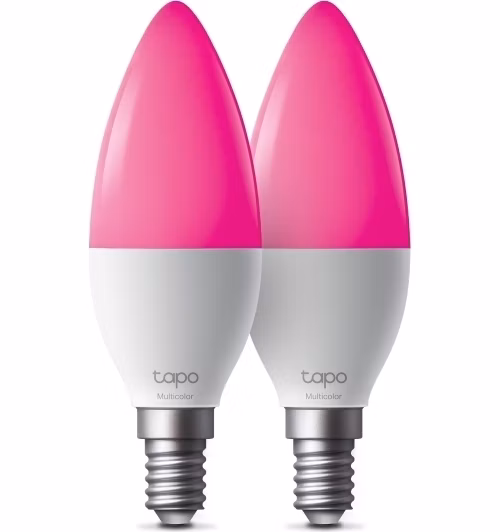 TP-Link Tapo L430C(2-pack) chytrá WiFi stmívatelná LED žárovka (barevná,2500K-6500K,470lm,2,4GHz,E14)