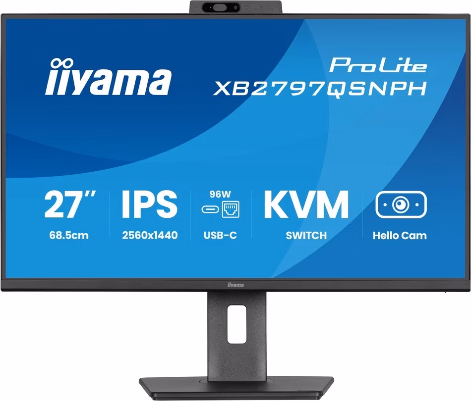 27" iiyama XB2797QSNPH-B1: IPS, QHD, USB-dock, cam