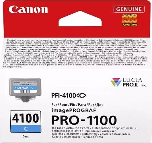 CANON Zásobník inkoustu PFI-4100 pro imagePROGRAF PRO-1100, Cyan (80ml)