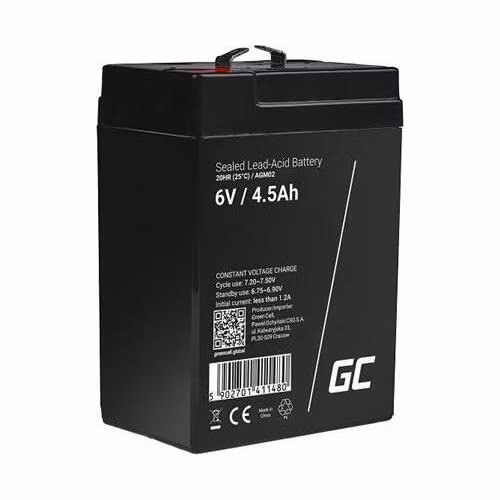 Green Cell AGM VRLA 6V 4.5Ah maintenance-free battery for the alarm system, cash register, toys