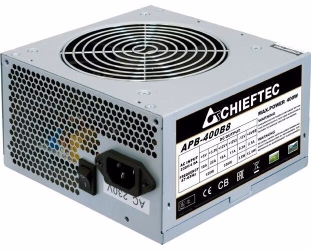 CHIEFTEC Value napájací zdroj, APB-400B8, 400W, ATX-12V V.2.3 , typ PS-2 s 12 cm ventilátorom, aktívne PFC, 230 V