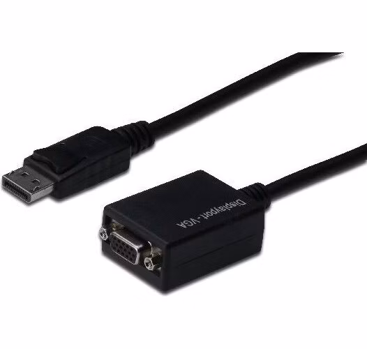 Digitus DisplayPort adapter cable, DP - HD15 M/F, 0.15m,w/interlock, DP 1.1a compatible, CE, bl