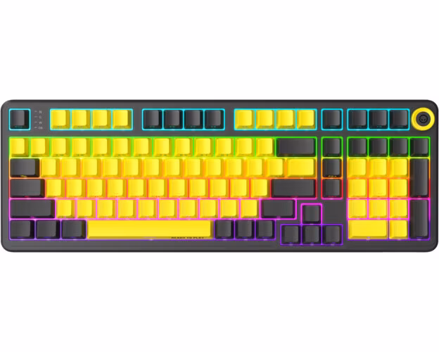 Lorgar KBA4195YL, mechanická herná klávesnica, 101 klávesov, Toxic Purple Switch, Hot-Swap, RGB, USB-C