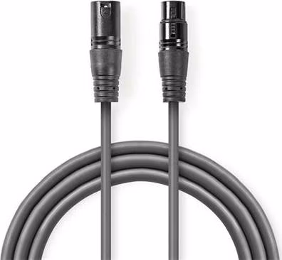 Nedis COTG15012GY100 - Digitální DMX Kabel 110 Ohmů | XLR 3pinová Zástrčka – XLR 3pinová Zásuvka | 10 m | Šedá barva
