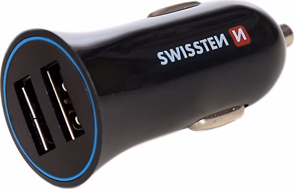 SWISSTEN CAR CHARGER 2,4A POWER WITH 2x USB + CABLE MICRO USB
