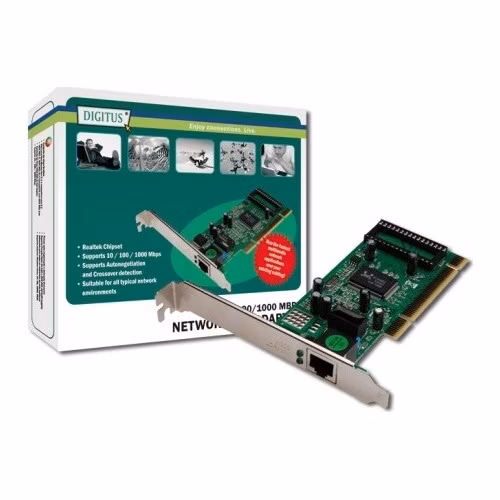 Digitus Gigabit Ethernet PCI karta 32-bit, včetně držáku s nízkým profilem, čipová sada RTL8169SC