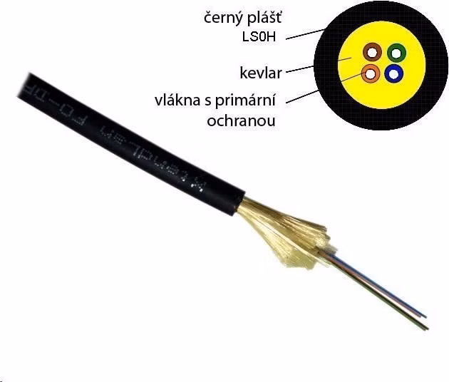 Optický kábel XtendLan DROP FTTx, 4x 9/125 SM, G.657A, LS0H, čierna, cievka 500 m