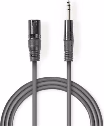 Nedis COTH15100GY30 - Vyvážený XLR Audiokabel | XLR 3pinová Zástrčka – 6,35mm Zástrčka | 3 m | Šedá barva
