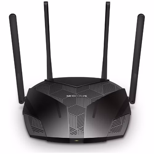AX1800 Dual-Band Wi-Fi 6 Router SPEED: 574 Mbps at 2.4 GHz + 1201 Mbps at 5 GHz SPEC: 4× Fixed External Antennas, 3× Gig