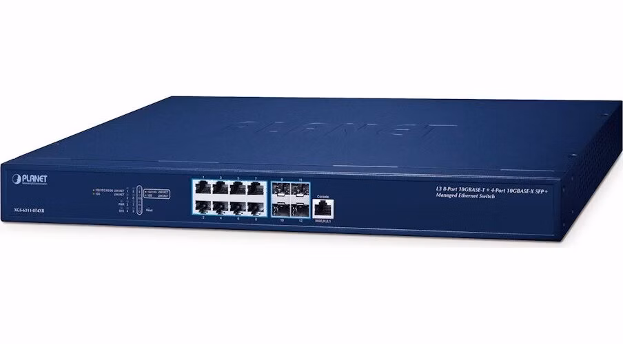 Planet XGS-6311-8T4XR L3 managed switch, 8x10Gb, 4x10Gb SFP+, QoS, NMS, 2x power-in, RING