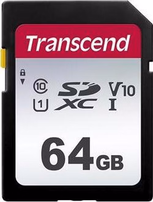 Transcend 64GB SDXC 300S (Class 10) UHS-I U1 V10 paměťová karta, 100MB/s R, 20 MB/s W
