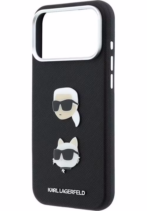 Karl Lagerfeld PU Semi Wrap Saffiano K&amp;CH Heads kryt iPhone 18 Pro Max čierny