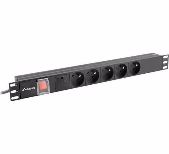 LANBERG NAPÁJECÍ DISTRIBUČNÍ JEDNOTKA (PDU) 19" 1U 16A 2M 5X FRANCOUZSKÉ ZÁSUVKY ČERNÁ