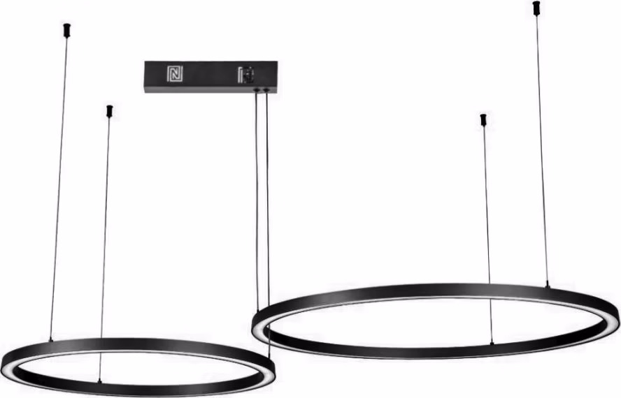 IMMAX NEO FINO NEW SMART závěsné svítidlo 2 kruhy, 60+80cm, 93W, černé, Zigbee 3.0, TUYA