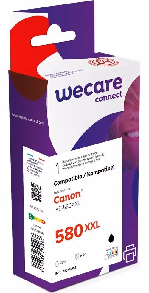 WECARE ARMOR ink kompatibilný s CANON PGi-580XXLBK,čierna/black pigm.