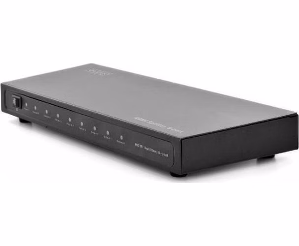 Digitus Rozbočovač HDMI, 1x8, 1080p, 3D, vysokorychlostní 2,25 Ghz/225 MHz, kovové pouzdro, černý