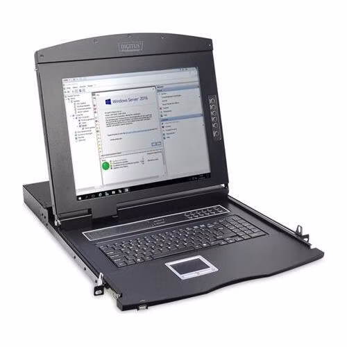 Digitus Modular console with 17" TFT (43,2cm), 8-port. Cat.5 KVM &amp; Touchpad, UK keyboard