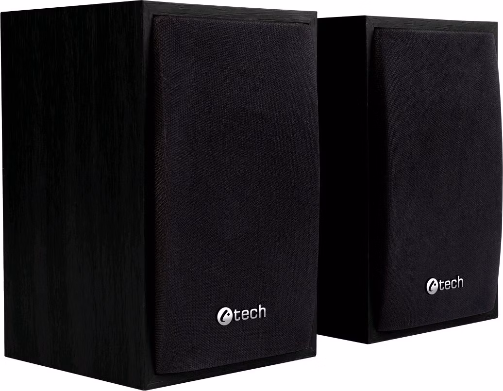C-TECH reproduktory SPK-09, 2.0, dřevěné, černé, USB napájení, 4W, 3,5mm jack