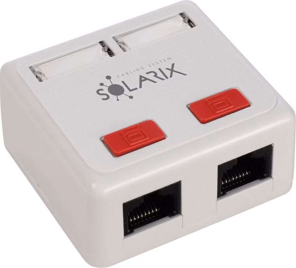 Zásuvka Solarix CAT5E UTP 2 x RJ45 na omítku bílá