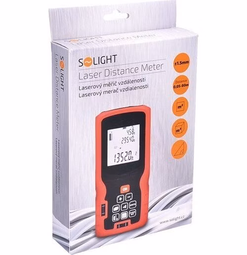 Solight profesionální laserový měřič vzdálenosti, 0,05 - 80m