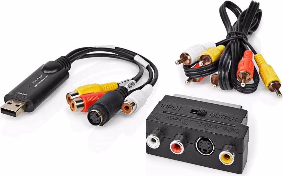NEDIS video převodník/ USB 2.0/ 480p/ A/V kabel/ SCART/ 3x RCA zásuvka/ S-video zásuvka/ černý