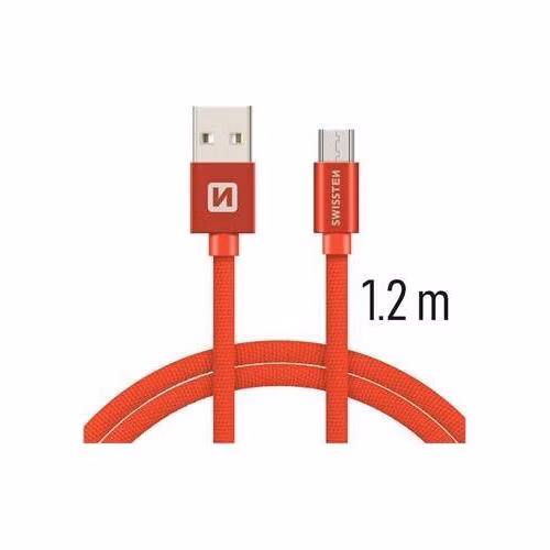 Swissten Datový Kabel Textile Usb / Micro Usb 1,2 M Červený